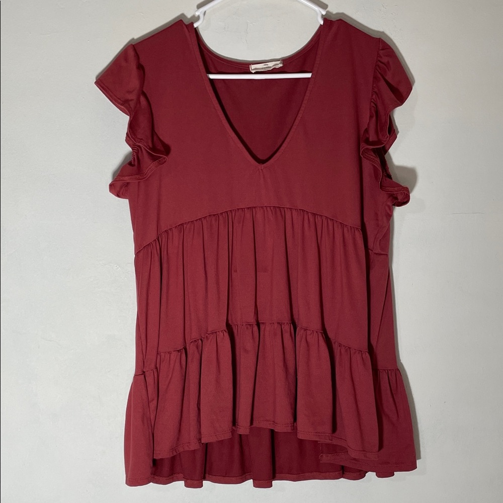 Entro Ruffled Tiered Babydoll Top S